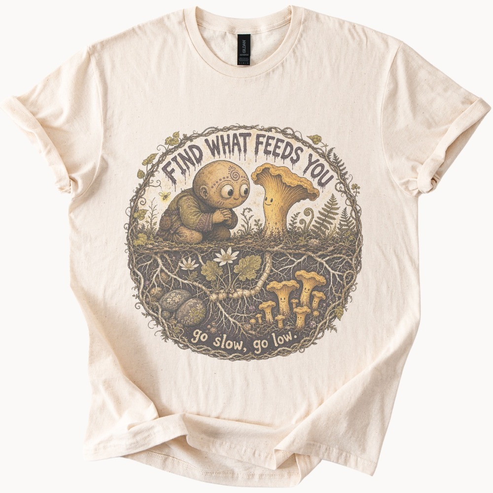 Underground Garden Graphic Tee Whimsical Mushroom Botanical Art Natural - Picture 2 of 5
